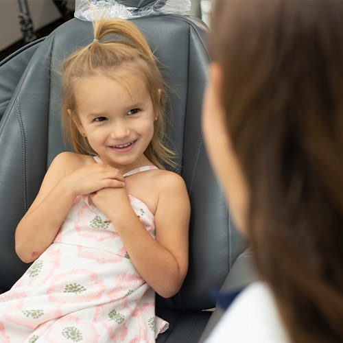 Little girl smiling during children's dentistry appointment