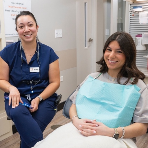 Woman smiling in dental chair