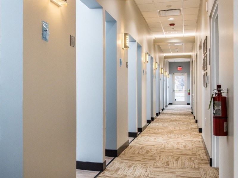 Hallway to dental treatment area