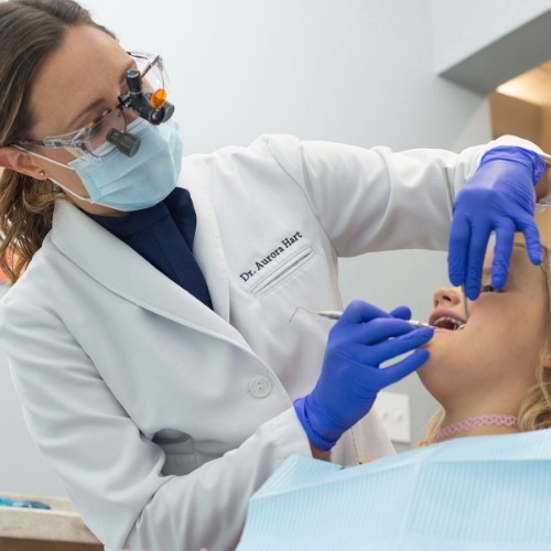 Young girl receiving a dental exam