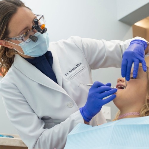 Young boy undergoing a dental checkup