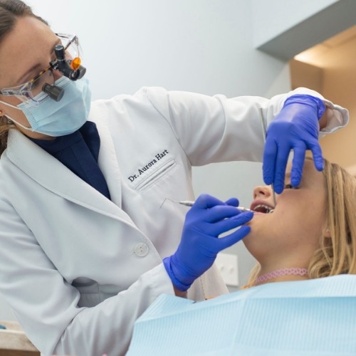 Woman receiving a preventive dentistry checkup