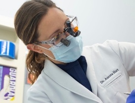 Dentist examining a patient