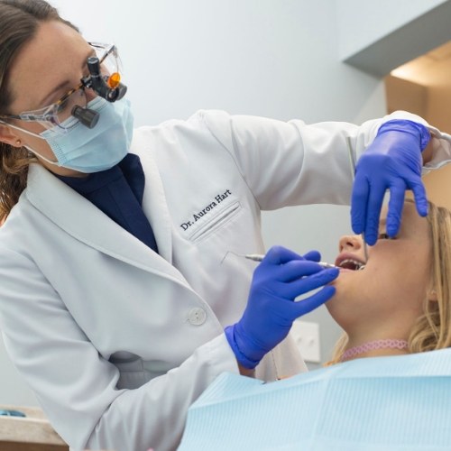 Young girl receiving a dental exam