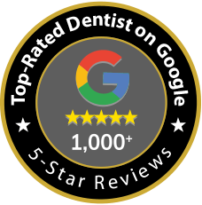 Top Rated Dentist on Google 750+ 5 Star Reviews badge