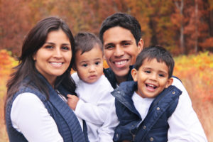 autumn portrait of happy family