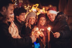 People together at Christmas party.