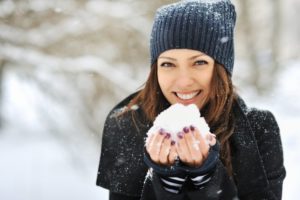 Woman with snow