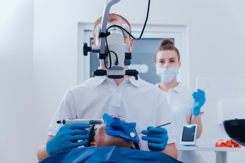 a person undergoing a root canal